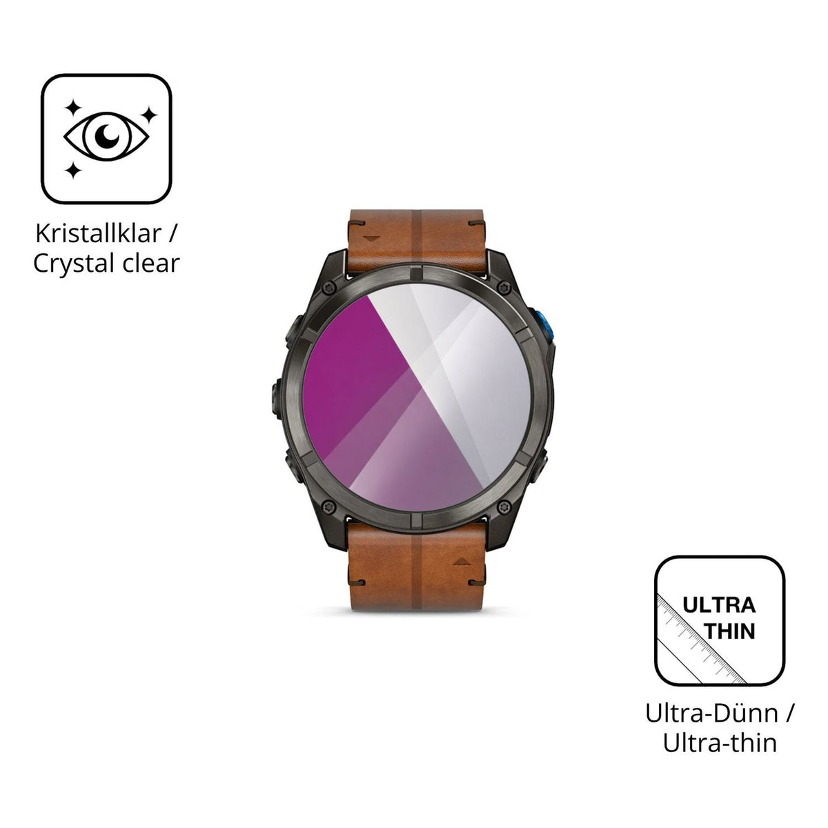 Dünne und klare Folie passend zugeschnitten für Garmin D2 Mach 2 Pro 51mm