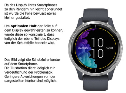 Dünne und klare Folie passend zugeschnitten für Garmin Venu (43mm)