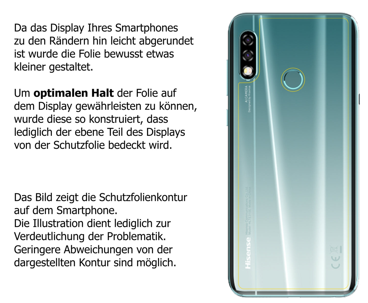 Dünne und klare Folie passend zugeschnitten für Hisense Infinity H30 Rückseite