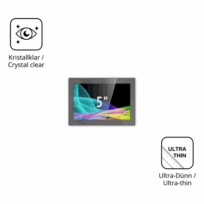 Dünne und klare Folie passend zugeschnitten für HMI Ultratronik Glass Touch Front 5 Zoll