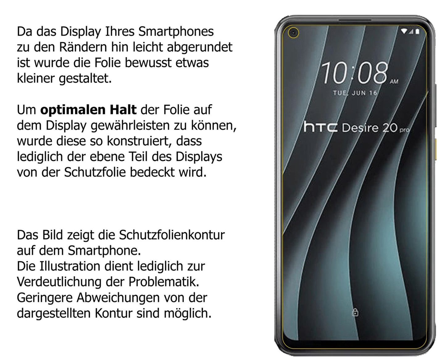 Dünne und klare Folie passend zugeschnitten für HTC Desire 20 Pro