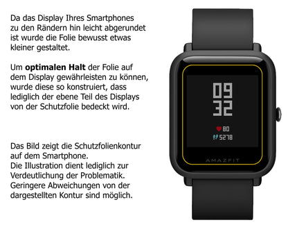 Dünne und klare Folie passend zugeschnitten für Huami Amazfit Bip S