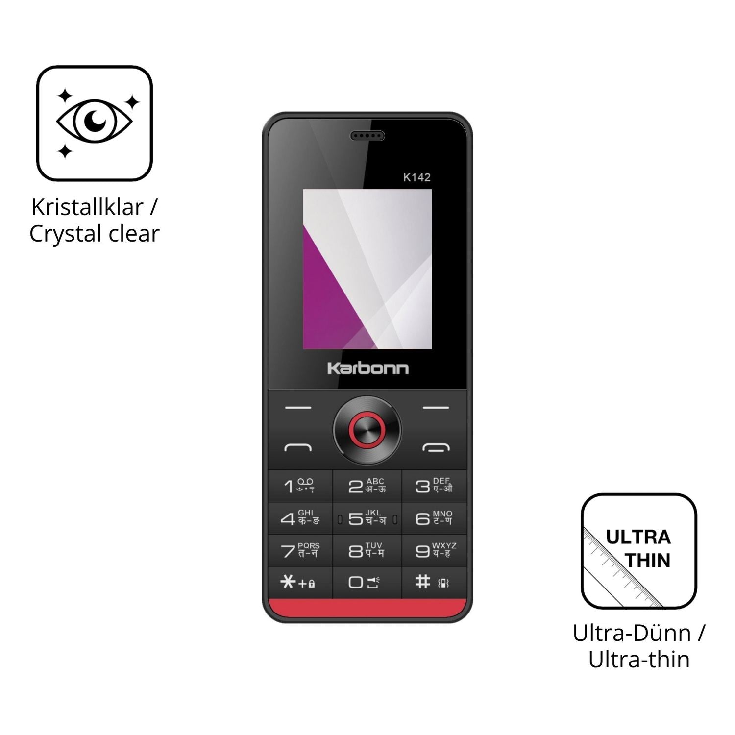 Dünne und klare Folie passend zugeschnitten für Karbonn K142