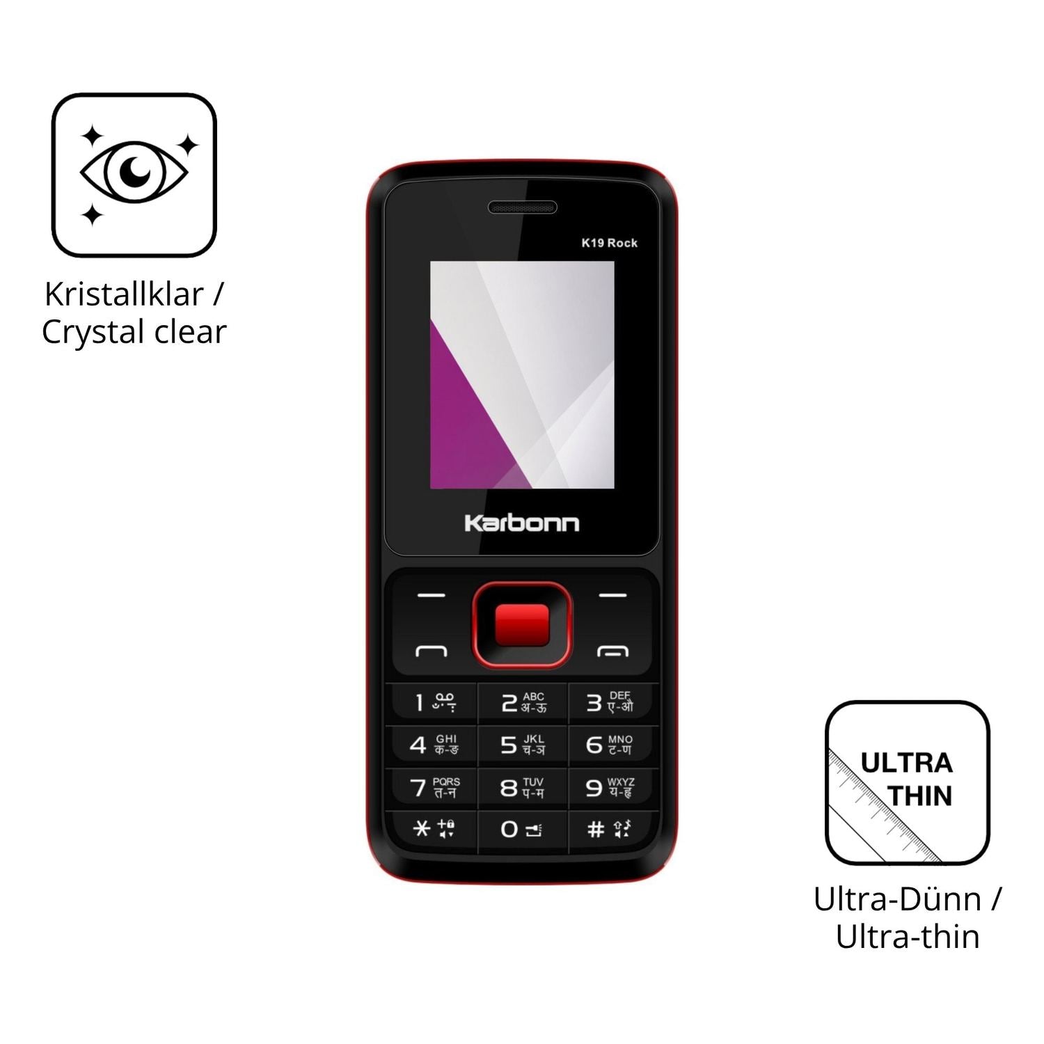 Dünne und klare Folie passend zugeschnitten für Karbonn K19 Rock