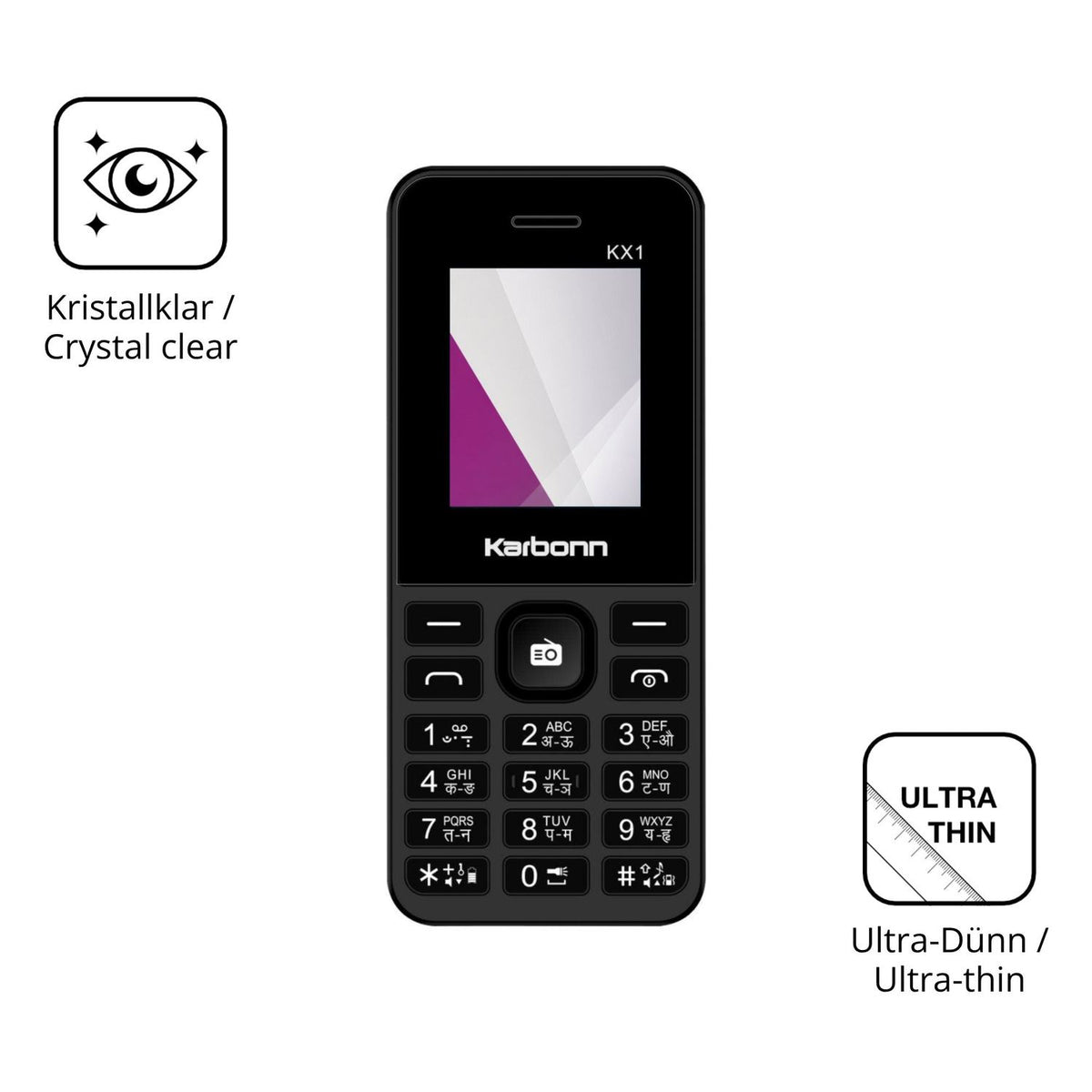 Dünne und klare Folie passend zugeschnitten für Karbonn KX1