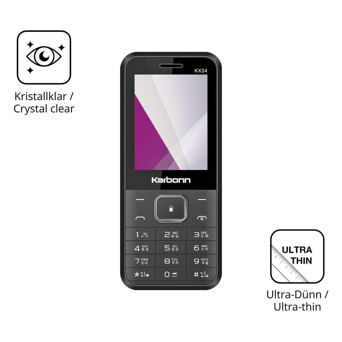 Dünne und klare Folie passend zugeschnitten für Karbonn KX24