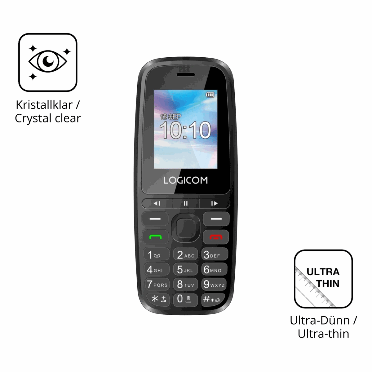 Dünne und klare Folie passend zugeschnitten für Logicom P197e