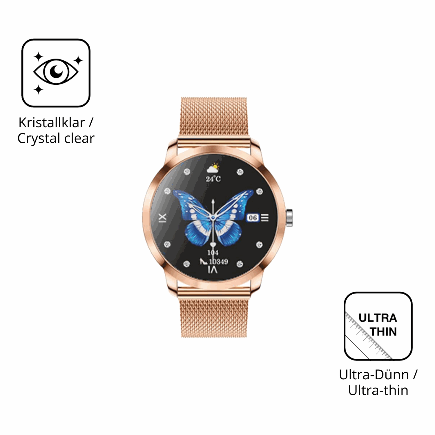 Dünne und klare Folie passend zugeschnitten für LWEARKD 1.27 Zoll Smartwatch