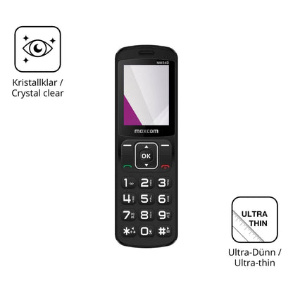 Dünne und klare Folie passend zugeschnitten für MaxCom Comfort MM34D 4G