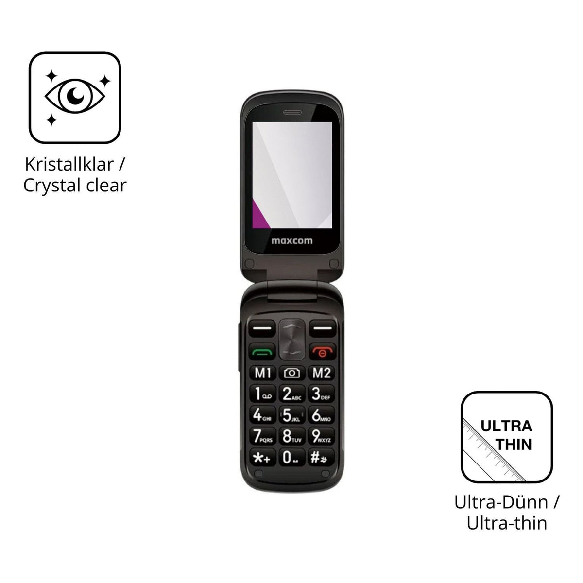 Dünne und klare Folie passend zugeschnitten für MaxCom Comfort MM834 4G