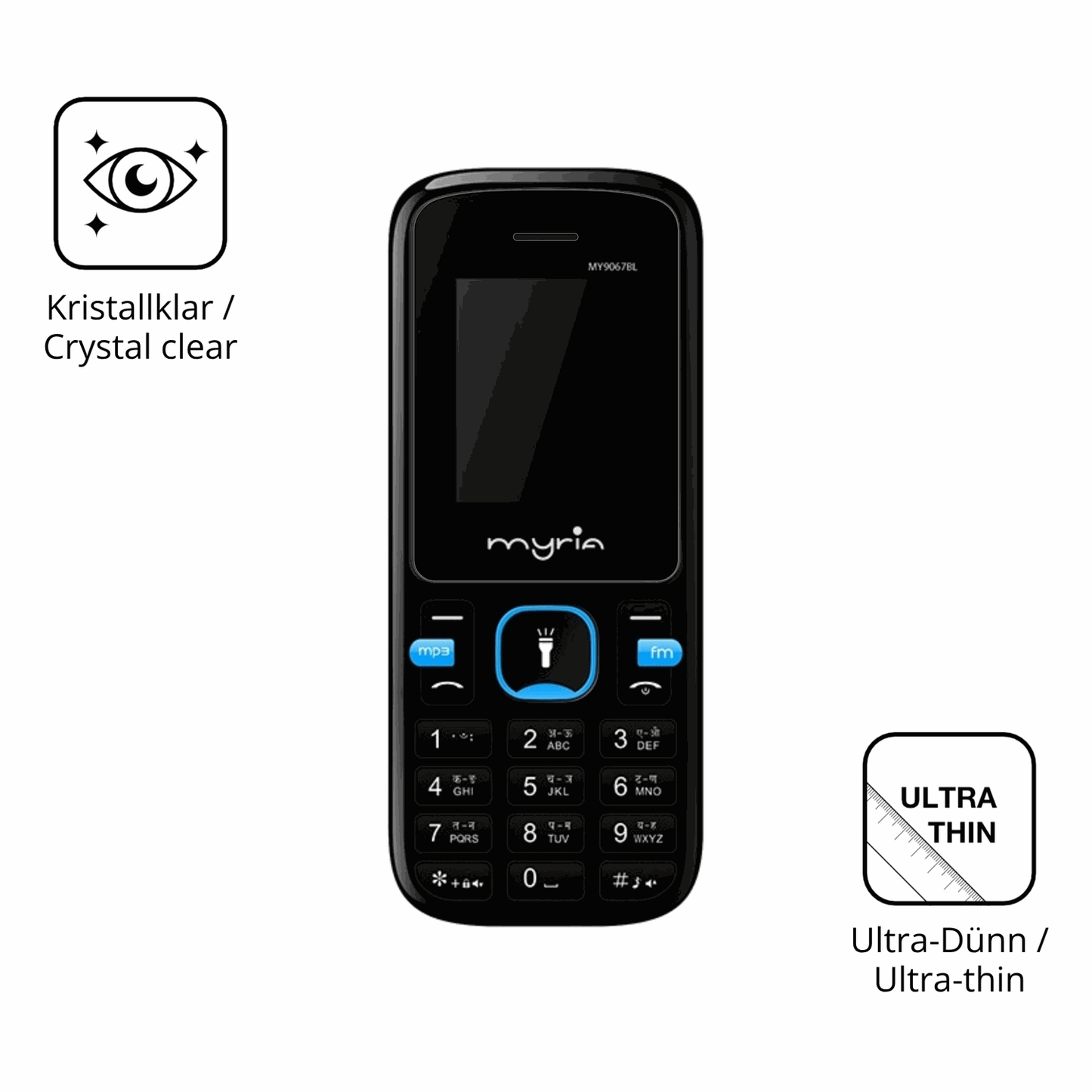 Dünne und klare Folie passend zugeschnitten für Myria Endless Power U1