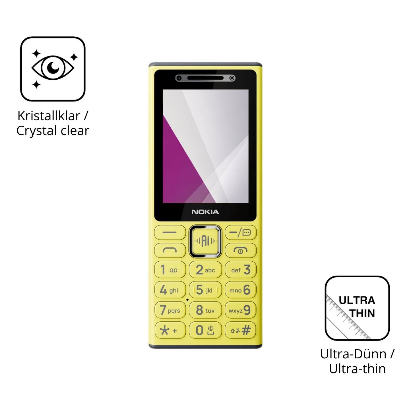 Dünne und klare Folie passend zugeschnitten für Nokia 200 4G