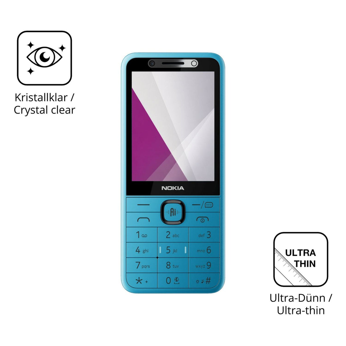 Dünne und klare Folie passend zugeschnitten für Nokia 235 4G 2nd Edition