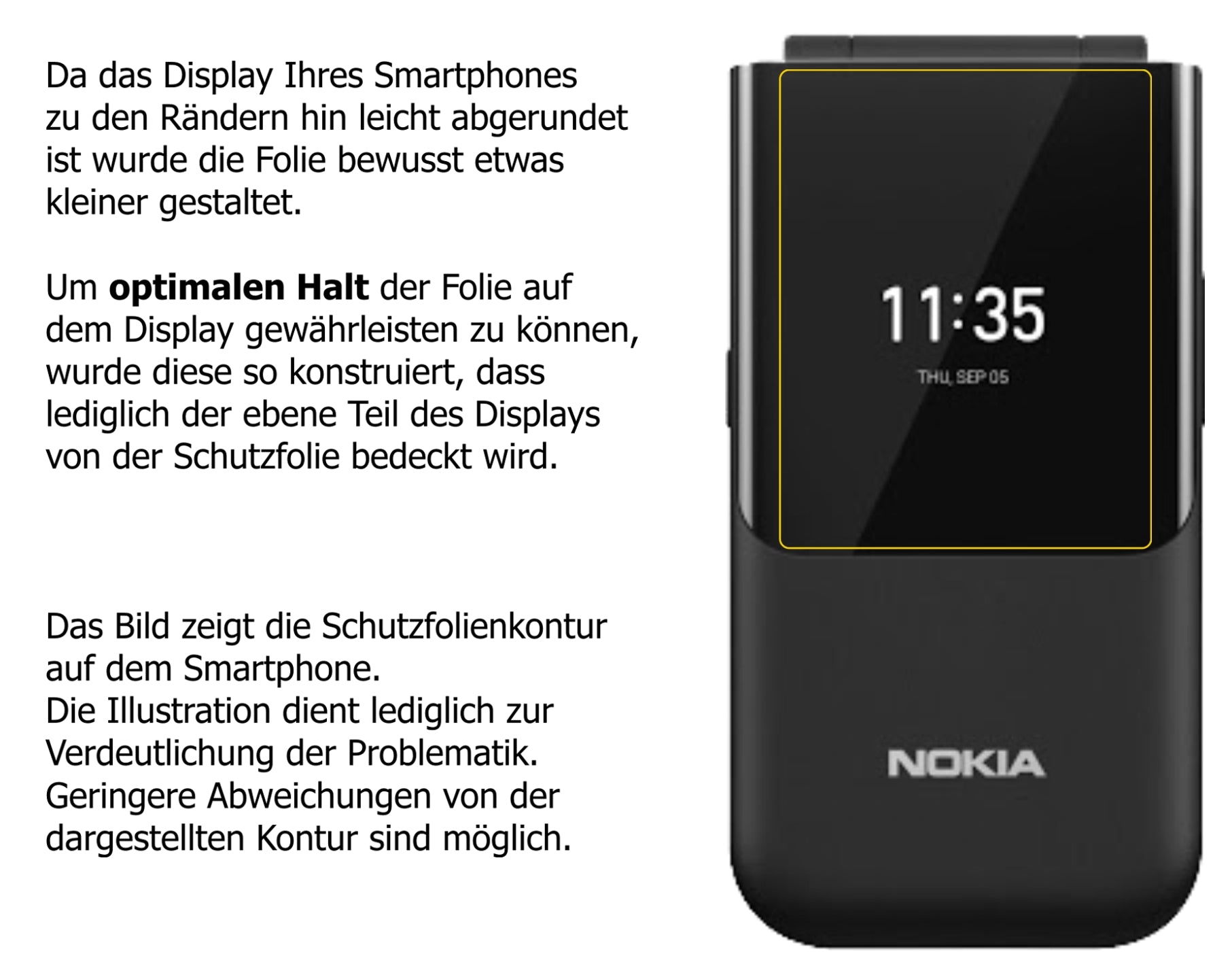 Schutzfolie mit optimaler Passform, zur Verwendung mit Hüllen geeignet