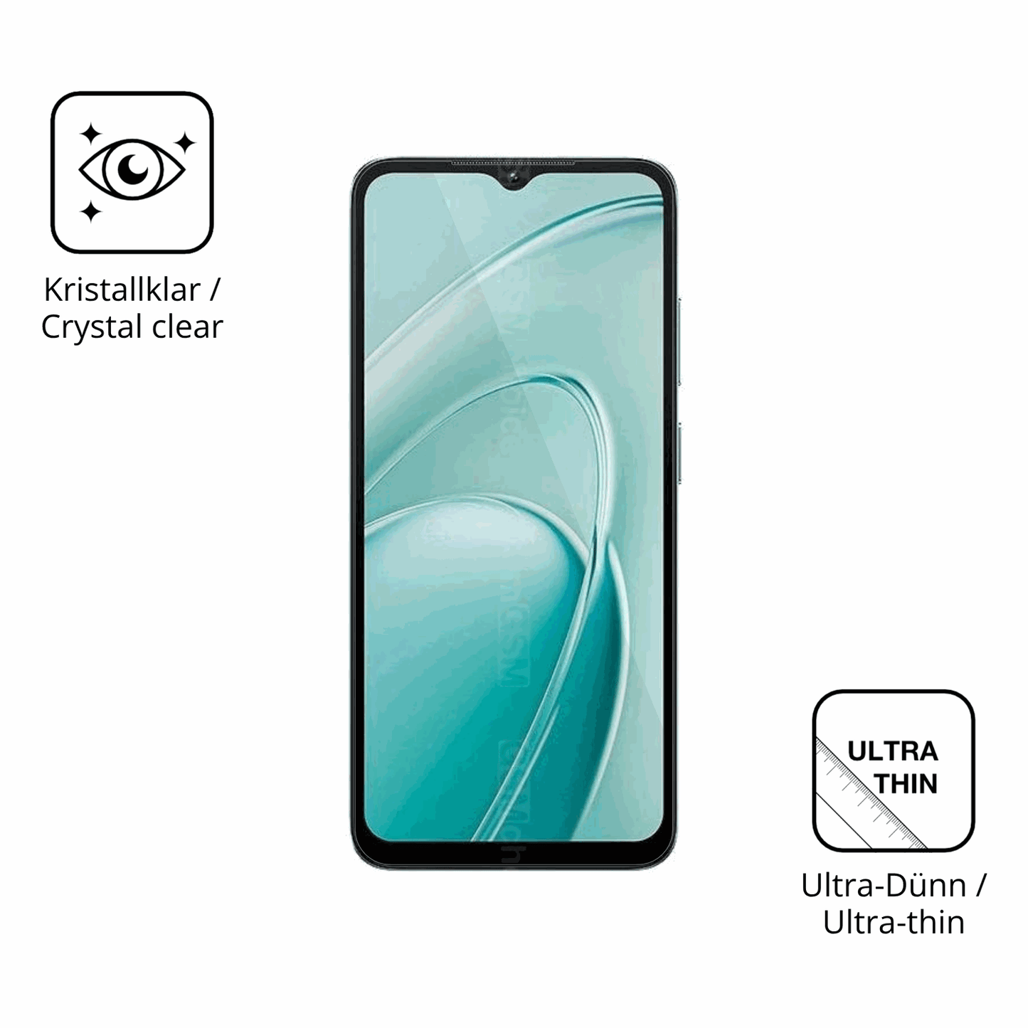 D�nne und klare Folie passend zugeschnitten f�r Oukitel C7