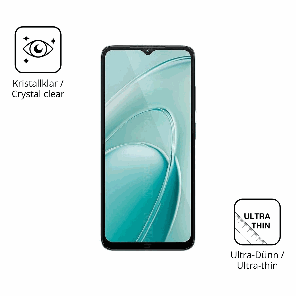 D�nne und klare Folie passend zugeschnitten f�r Oukitel C7