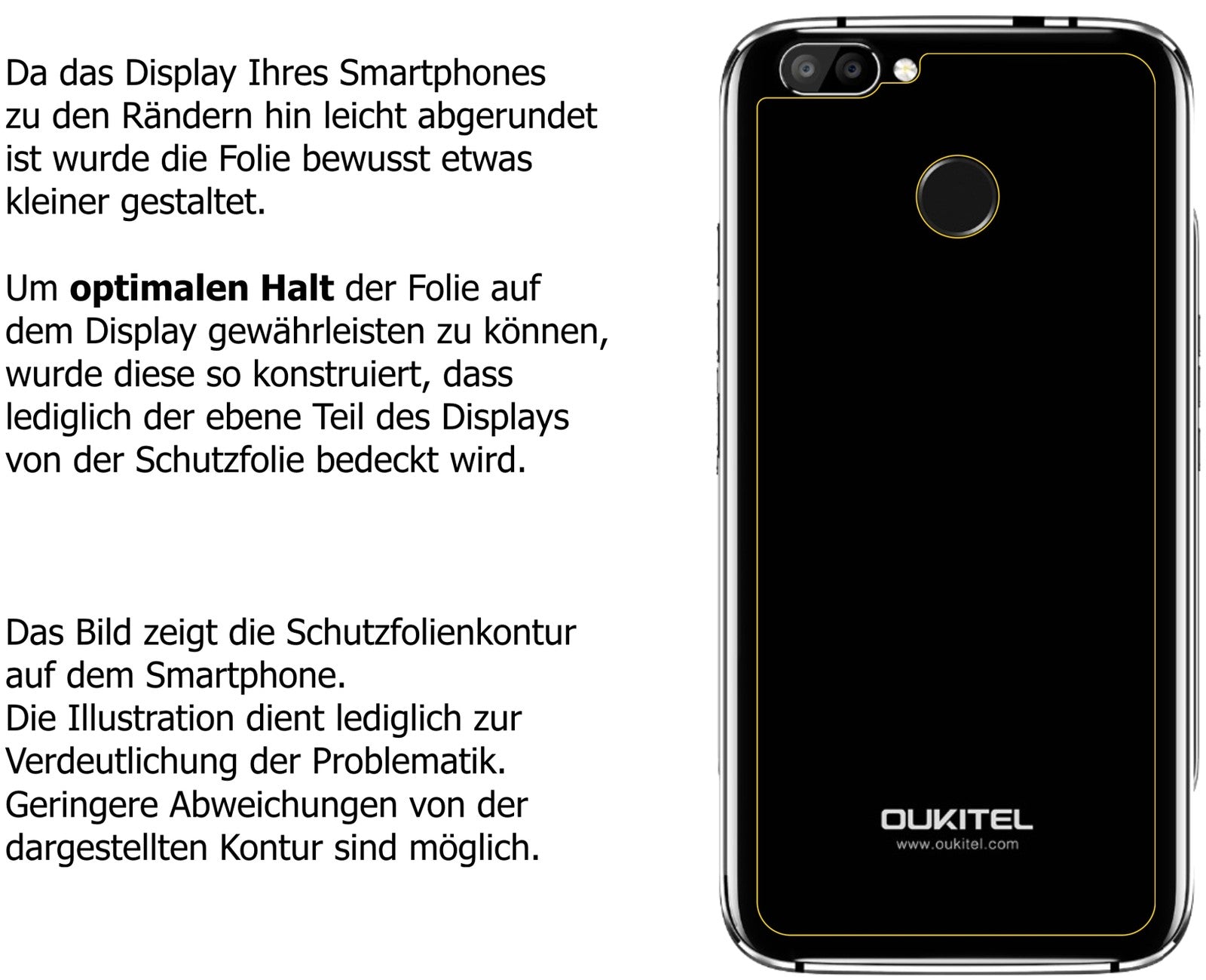 Dünne und klare Folie passend zugeschnitten für Oukitel U22 Rückseite