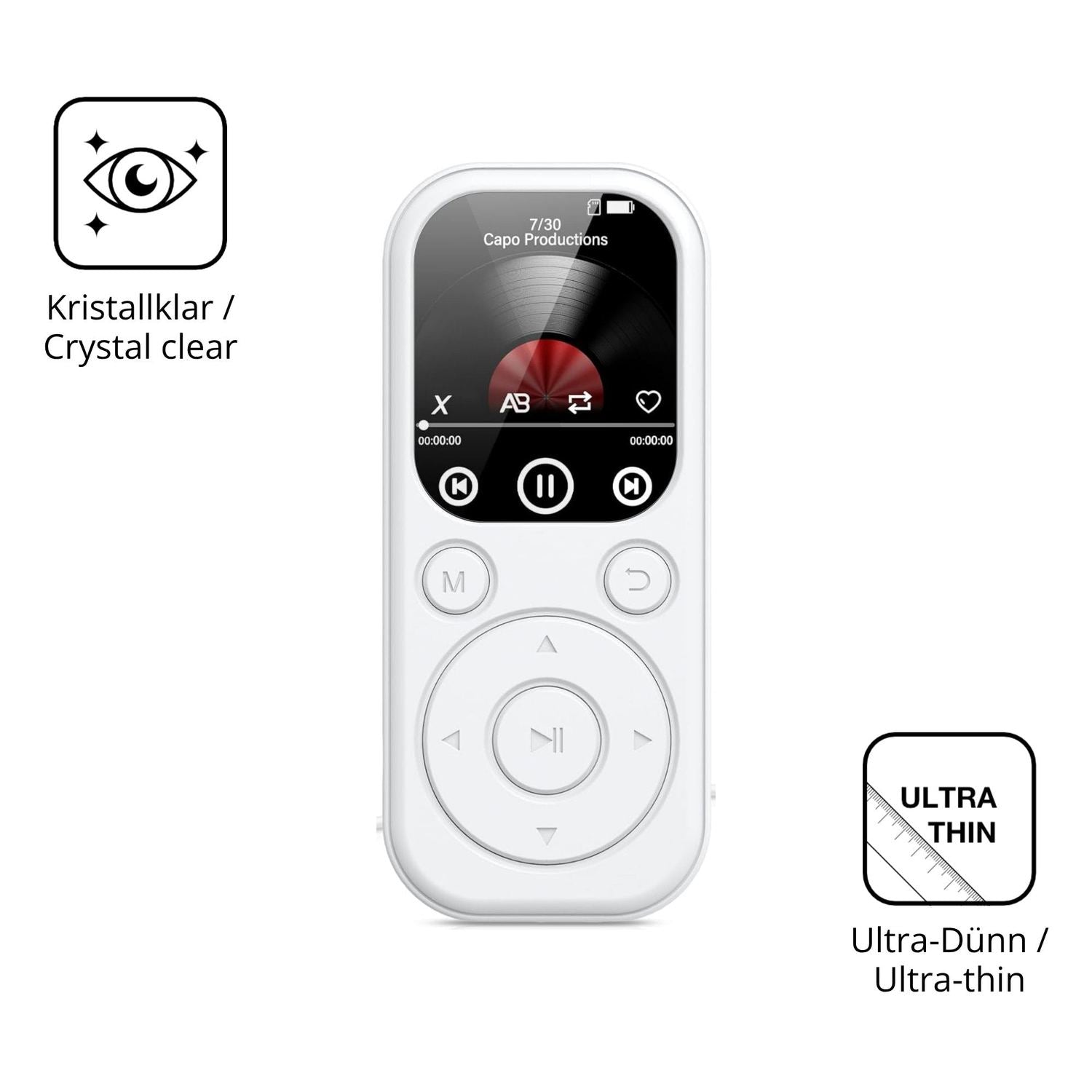 Dünne und klare Folie passend zugeschnitten für RWSRW MP301-BS MP3-Player