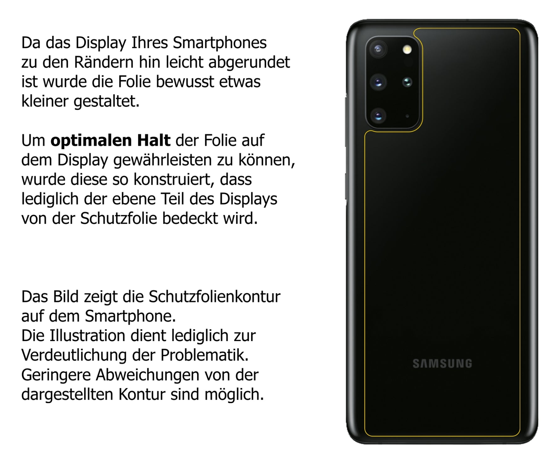 Dünne und klare Folie passend zugeschnitten für Samsung Galaxy S20 Rückseite
