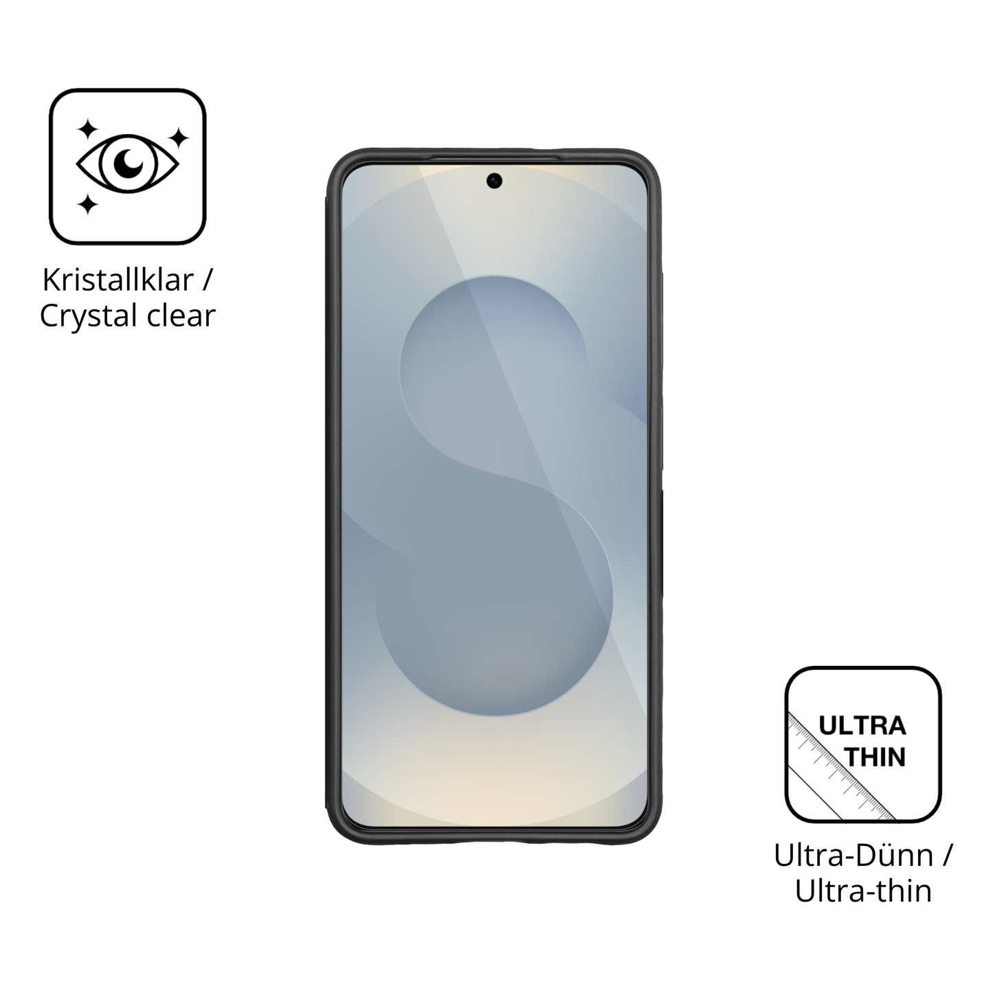 D�nne und klare Folie passend zugeschnitten f�r Samsung Galaxy S26 Case Friendly