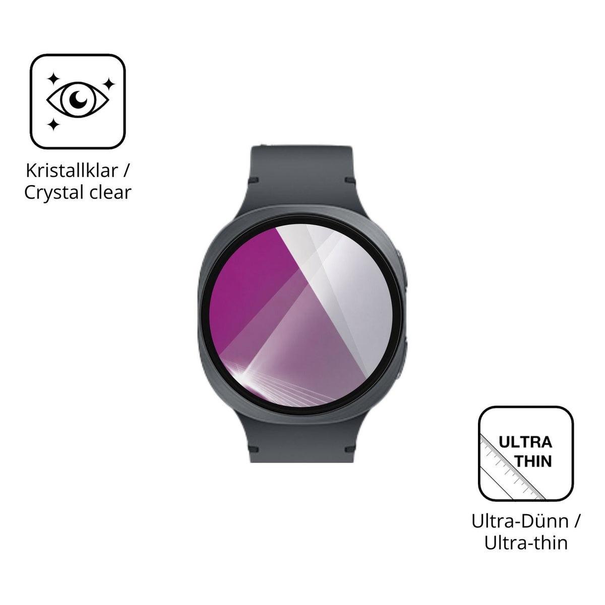 Dünne und klare Folie passend zugeschnitten für Samsung Galaxy Watch 8 40mm