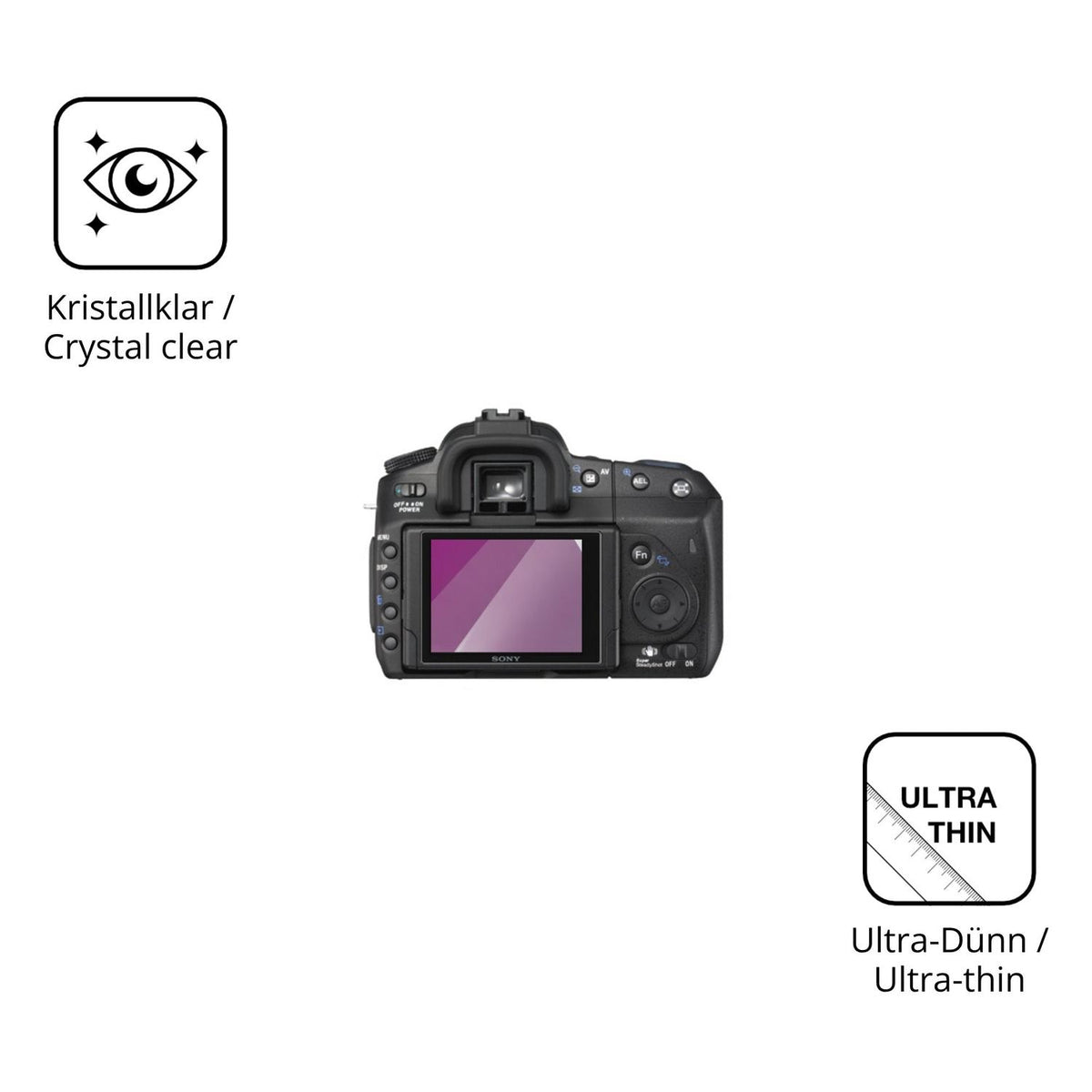 Dünne und klare Folie passend zugeschnitten für Sony A350