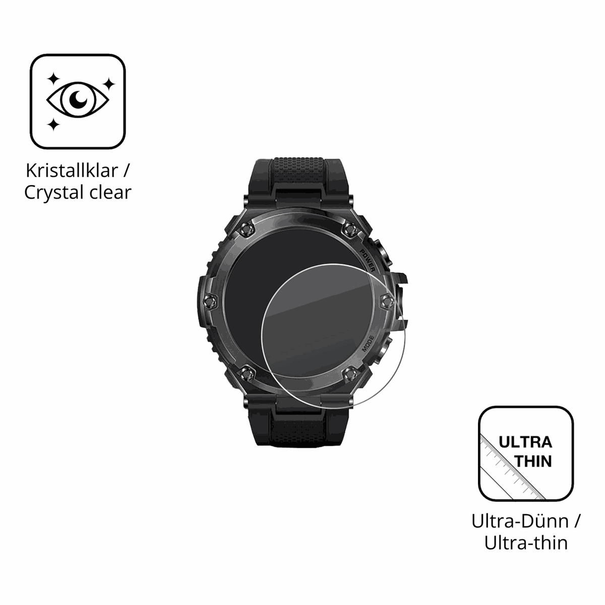 D�nne und klare Folie passend zugeschnitten f�r Stahlgear Titan Pro