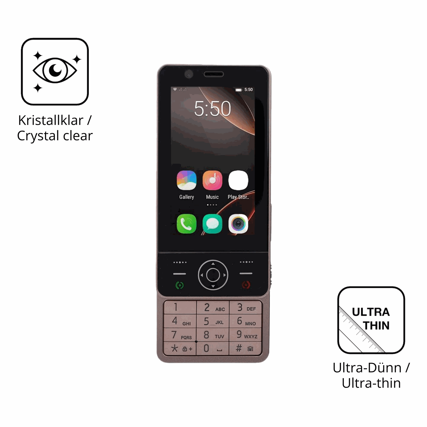 Dünne und klare Folie passend zugeschnitten für Sxhlseller Slide Phone