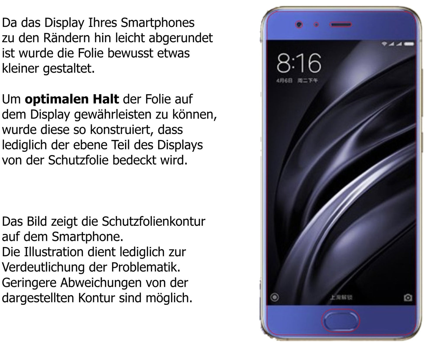 Schutzfolie mit optimaler Passform, zur Verwendung mit Hüllen geeignet