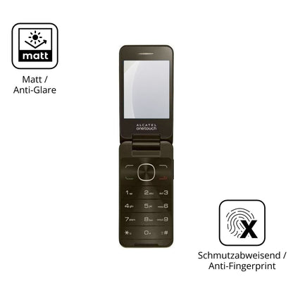 Dünne und entspiegelnde Folie passend zugeschnitten für Alcatel 2012 Chocolate