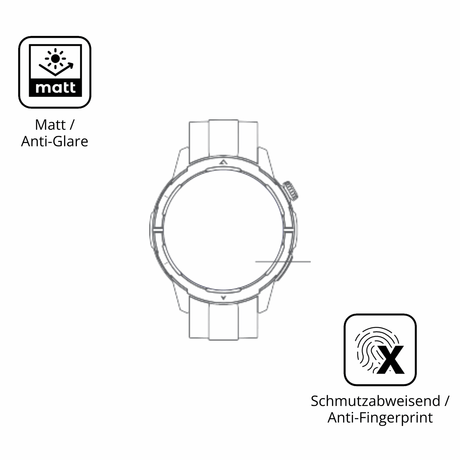 Dünne und entspiegelnde Folie passend zugeschnitten für Beafon Smartwatch 601