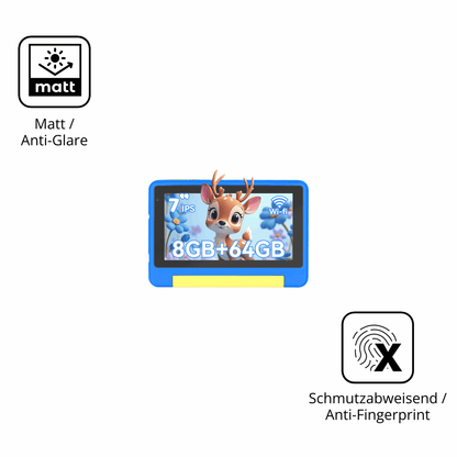 Dünne und entspiegelnde Folie passend zugeschnitten für Bufo Kids Tablet 7 Zoll