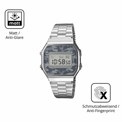 D�nne und entspiegelnde Folie passend zugeschnitten f�r Casio A168WEC-1EF