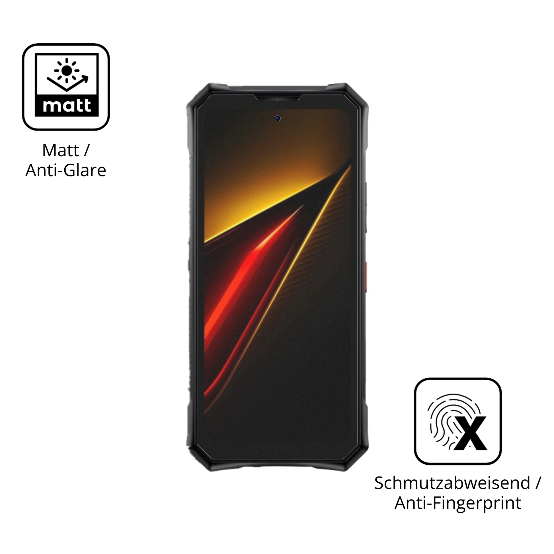 Dünne und entspiegelnde Folie passend zugeschnitten für Doogee S300 Pro