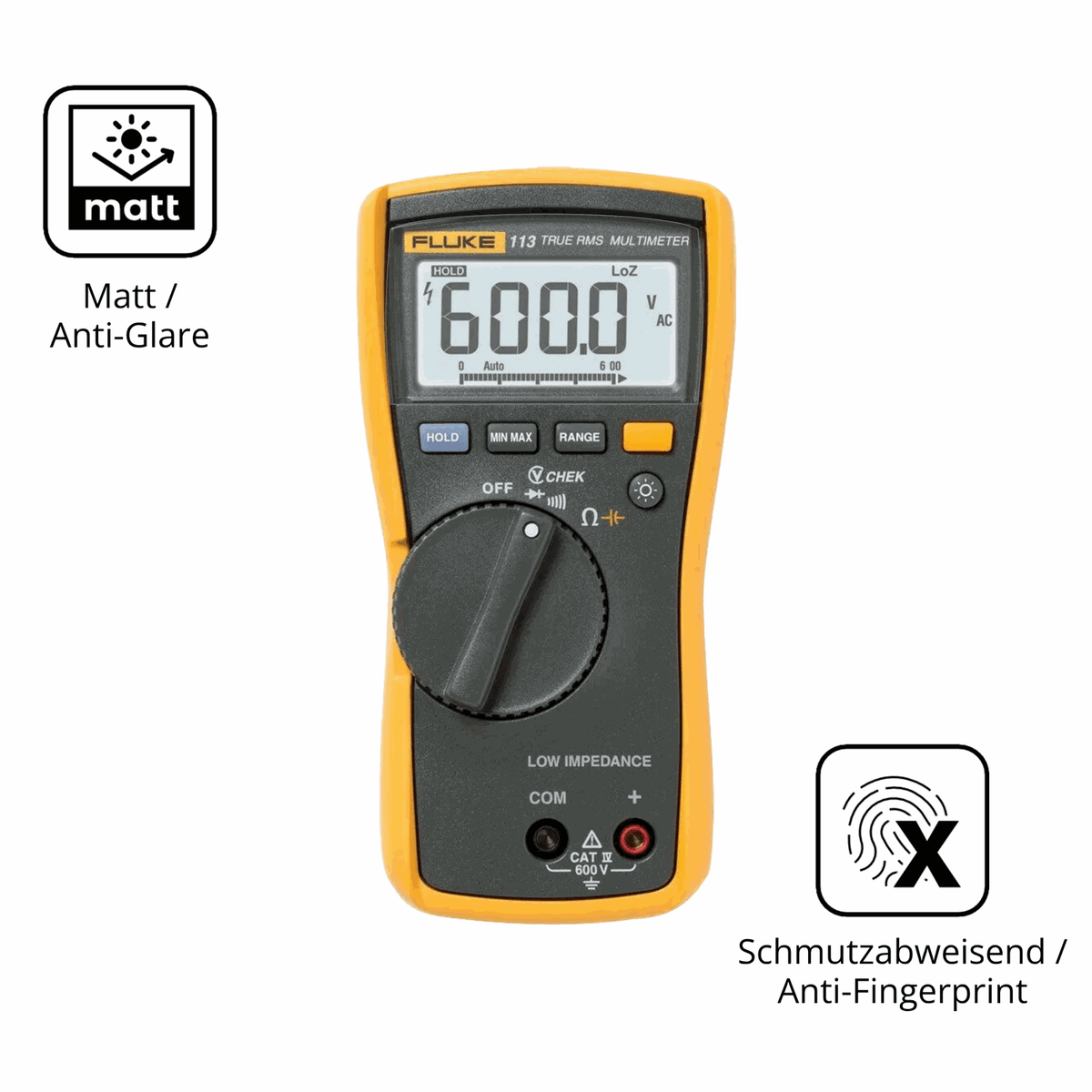 D�nne und entspiegelnde Folie passend zugeschnitten f�r Fluke MultiMeter 113