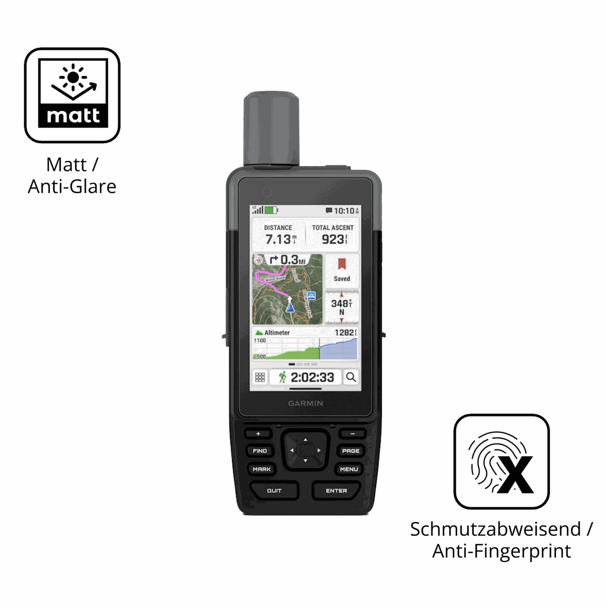 Dünne und entspiegelnde Folie passend zugeschnitten für Garmin GPSMAP H1