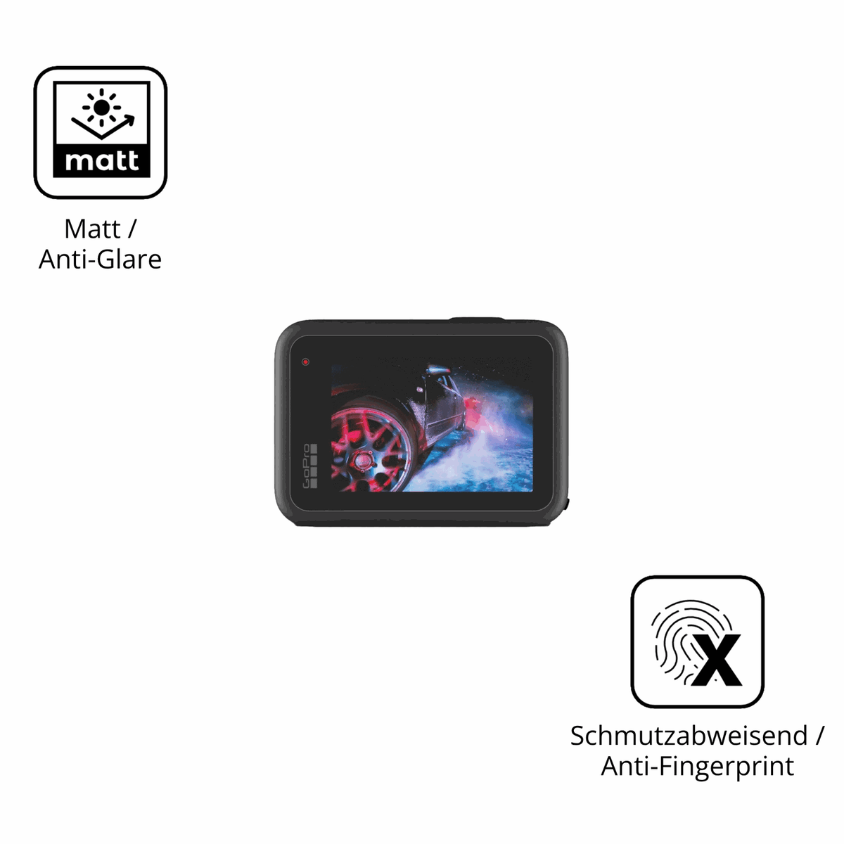 Dünne und entspiegelnde Folie passend zugeschnitten für GoPro HERO9