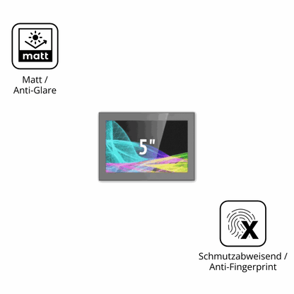 Dünne und entspiegelnde Folie passend zugeschnitten für HMI Ultratronik Glass Touch Front 5 Zoll