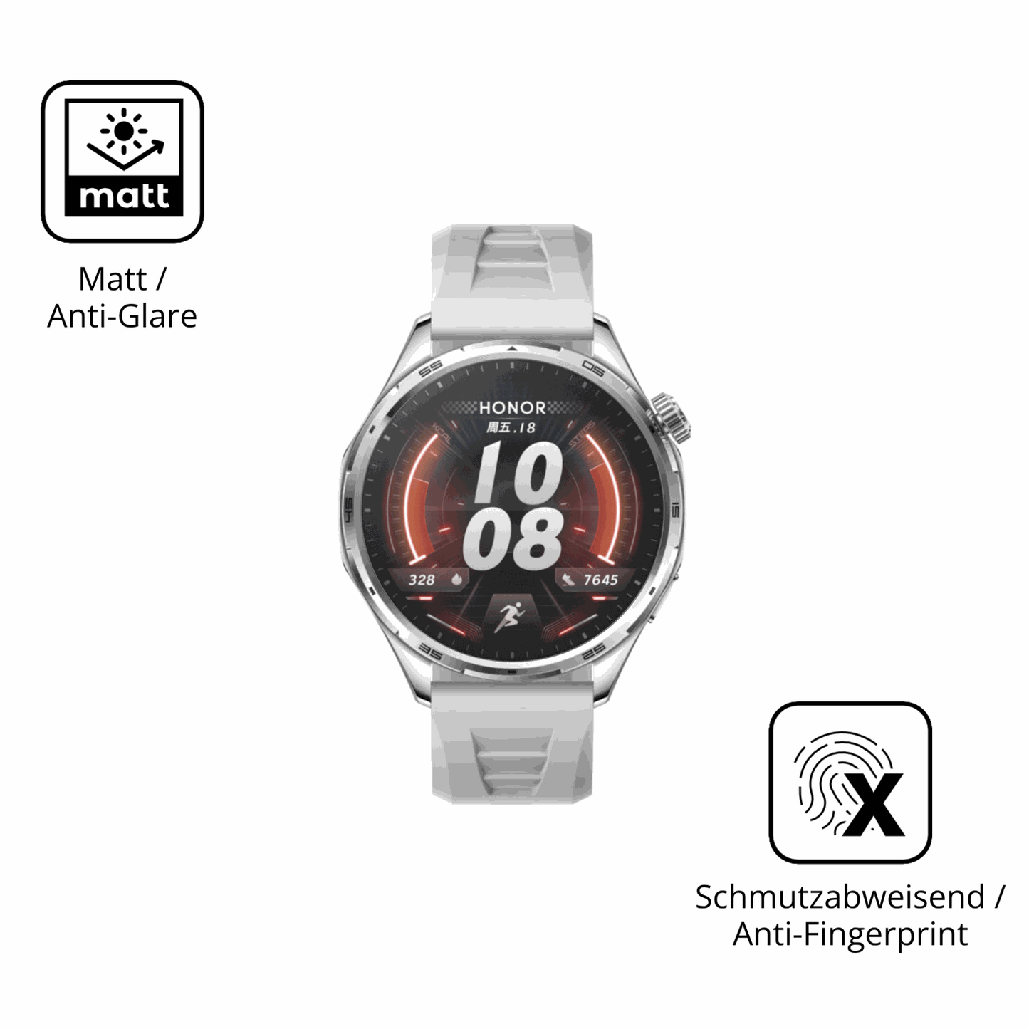 Dünne und entspiegelnde Folie passend zugeschnitten für Honor Watch 6 Plus