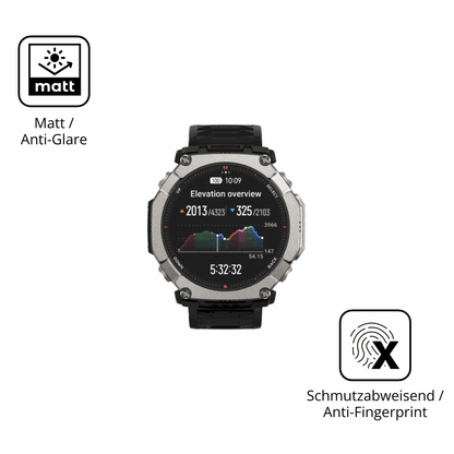 Dünne und entspiegelnde Folie passend zugeschnitten für Huami Amazfit T-Rex Ultra 2