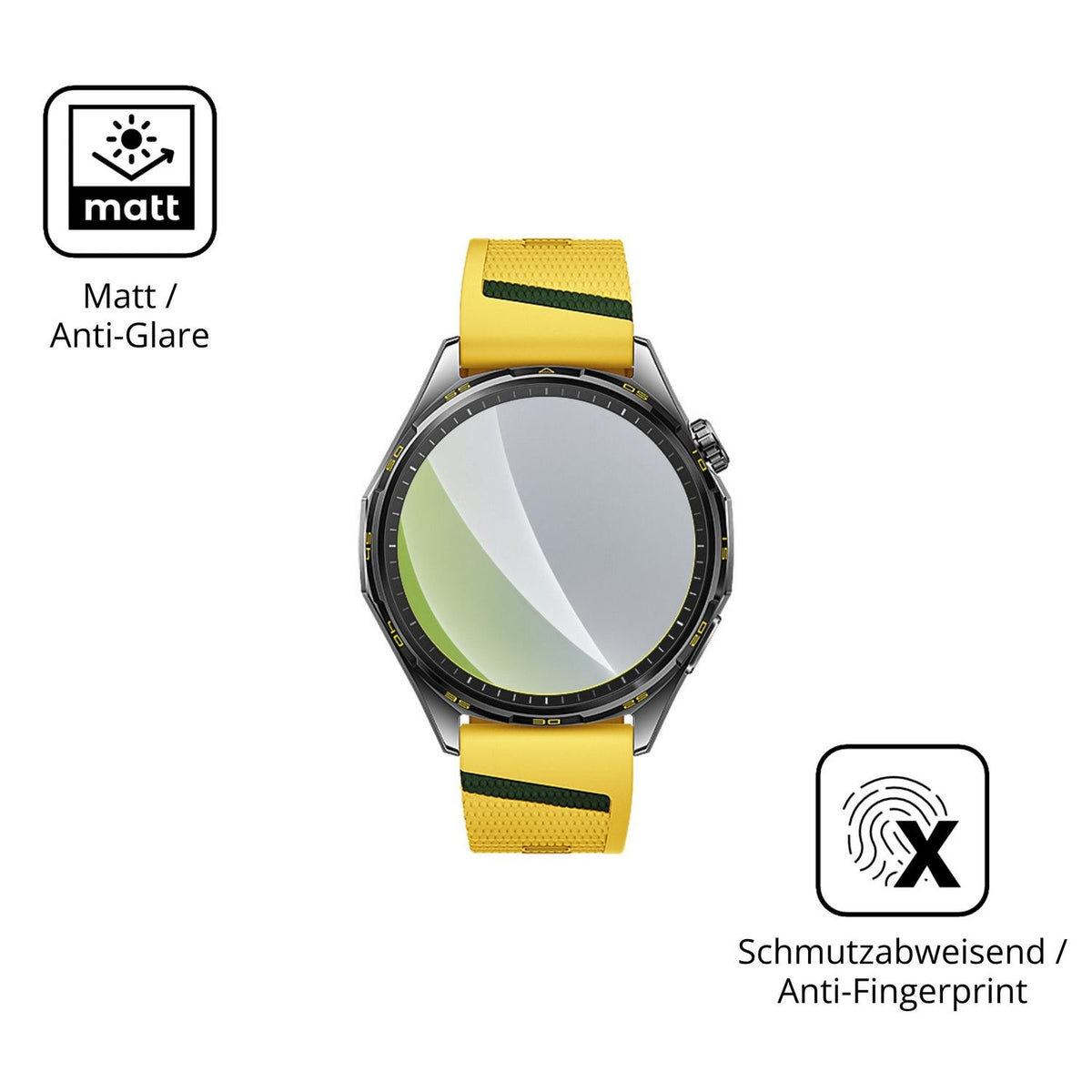 Dünne und entspiegelnde Folie passend zugeschnitten für Huawei Watch GT 7 46 mm
