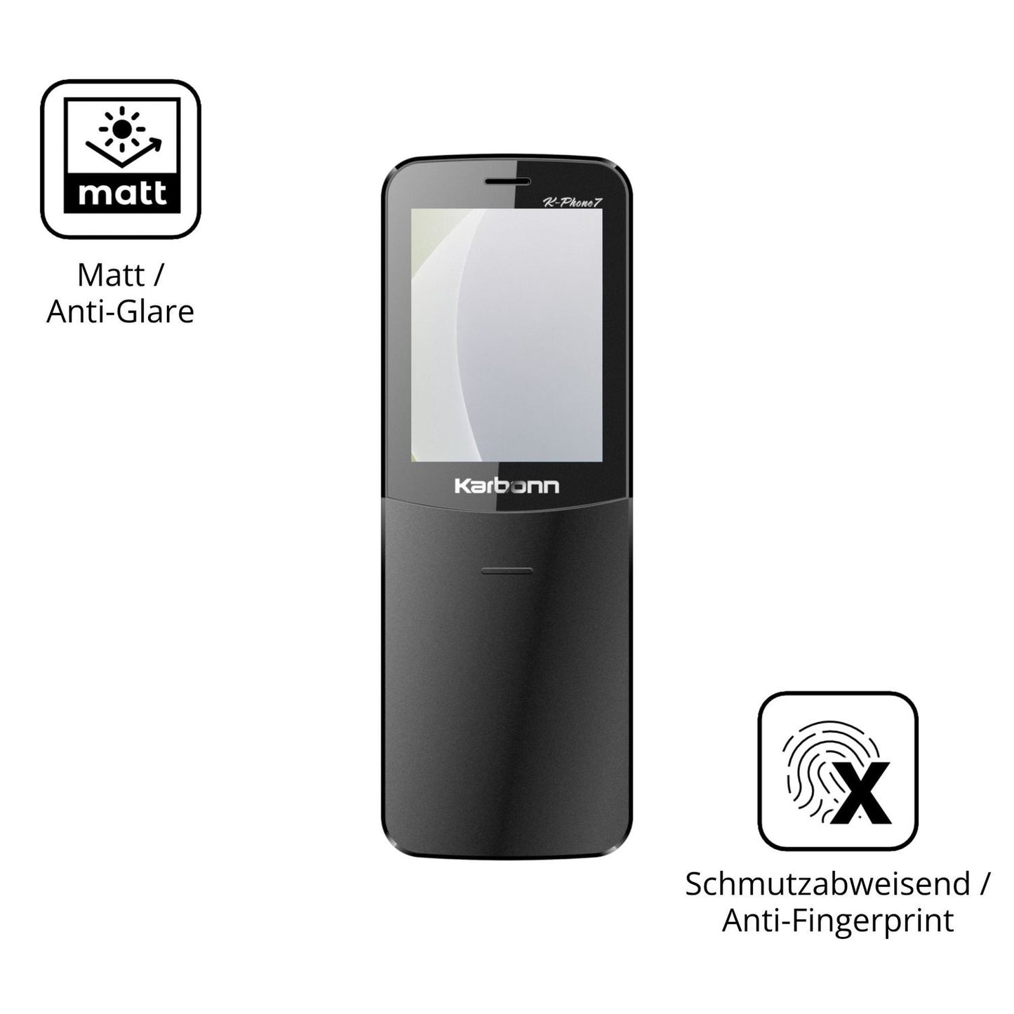 Dünne und entspiegelnde Folie passend zugeschnitten für Karbonn K Phone 7