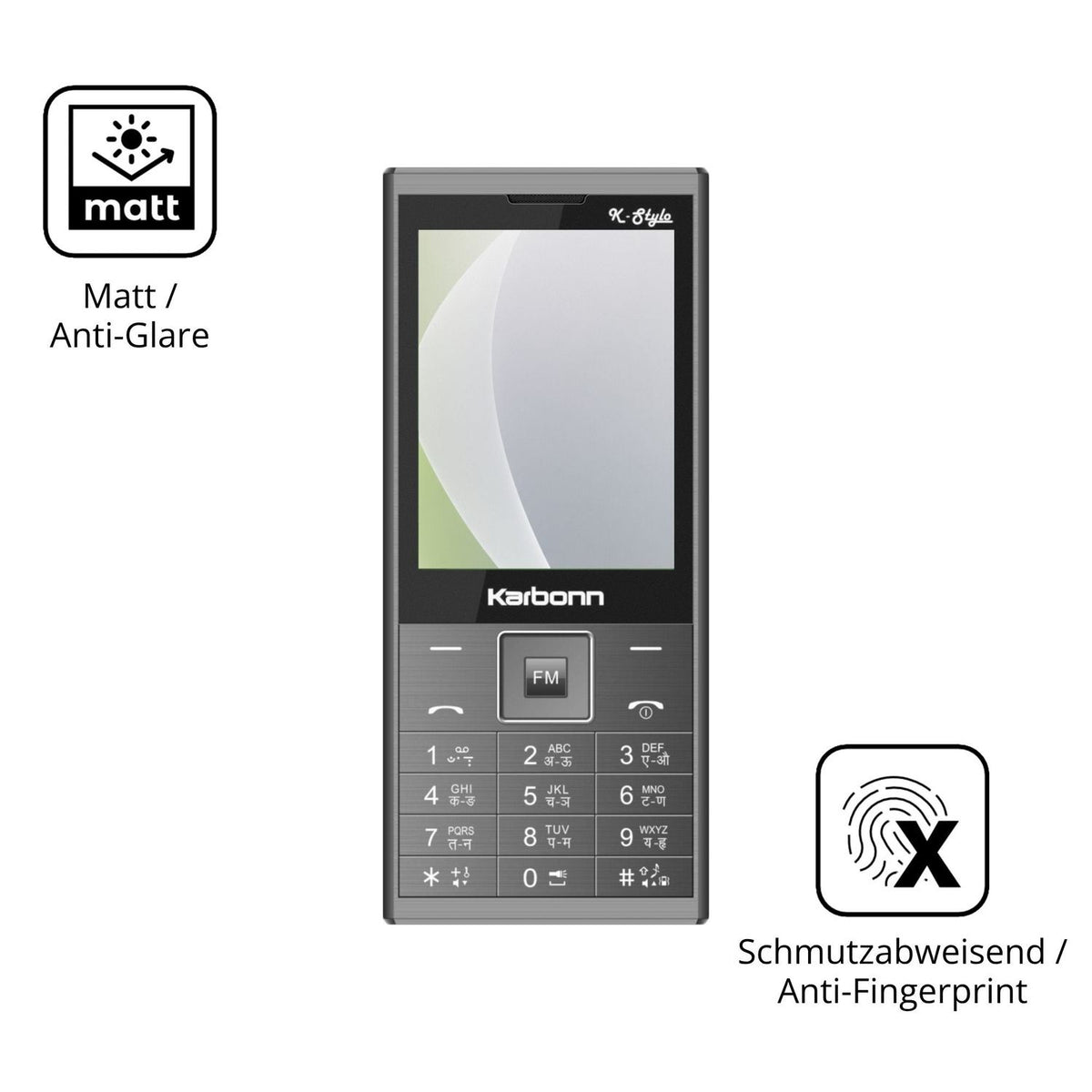 Dünne und entspiegelnde Folie passend zugeschnitten für Karbonn K Stylo