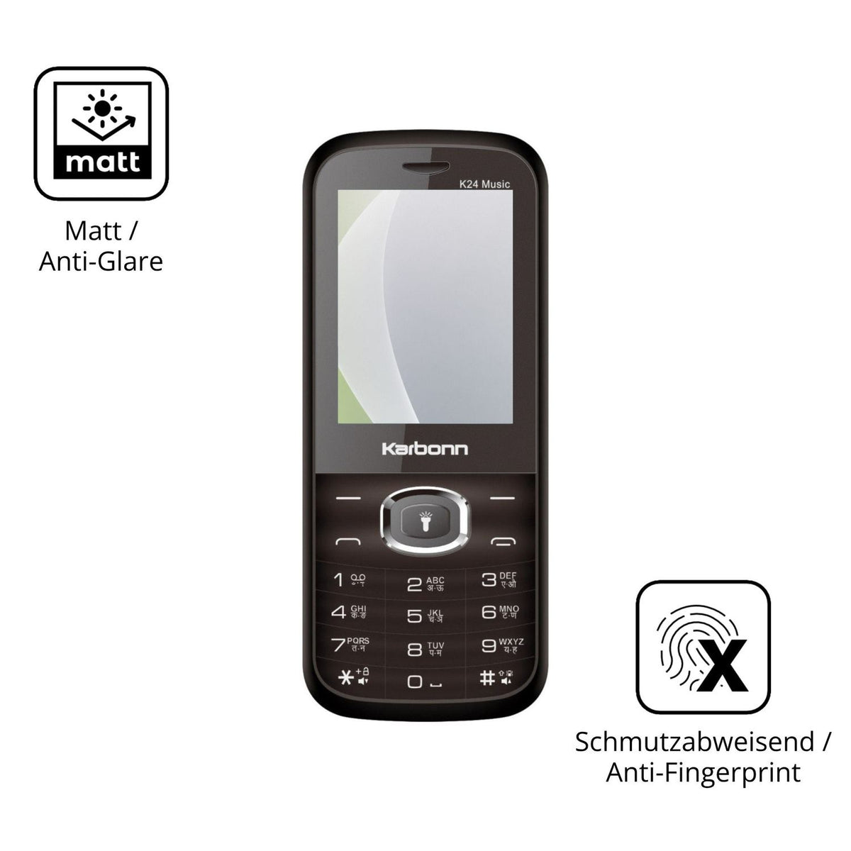 Dünne und entspiegelnde Folie passend zugeschnitten für Karbonn K24 Music