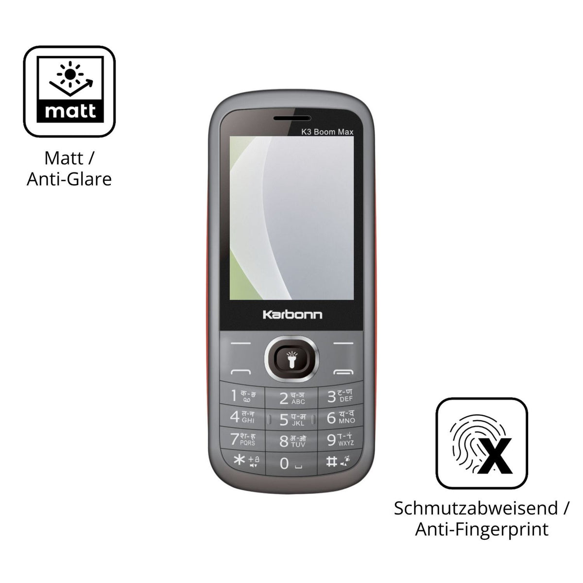Dünne und entspiegelnde Folie passend zugeschnitten für Karbonn K3 Boom Max