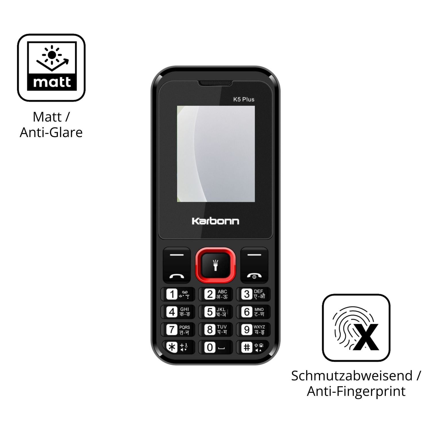 Dünne und entspiegelnde Folie passend zugeschnitten für Karbonn K5 Plus