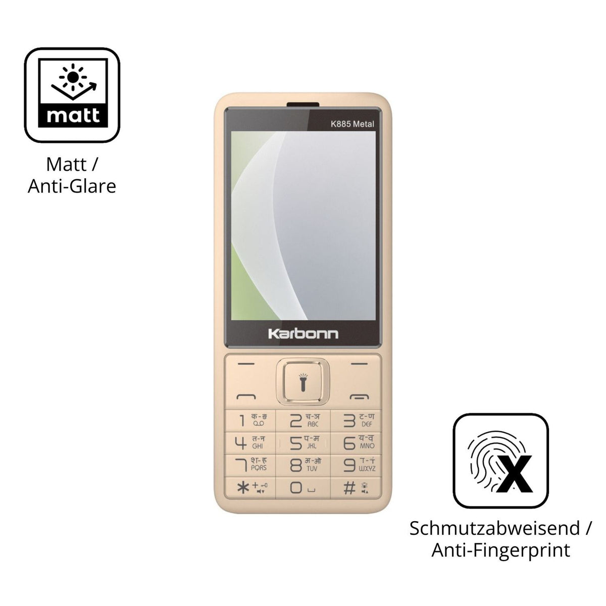 Dünne und entspiegelnde Folie passend zugeschnitten für Karbonn K885 Metal