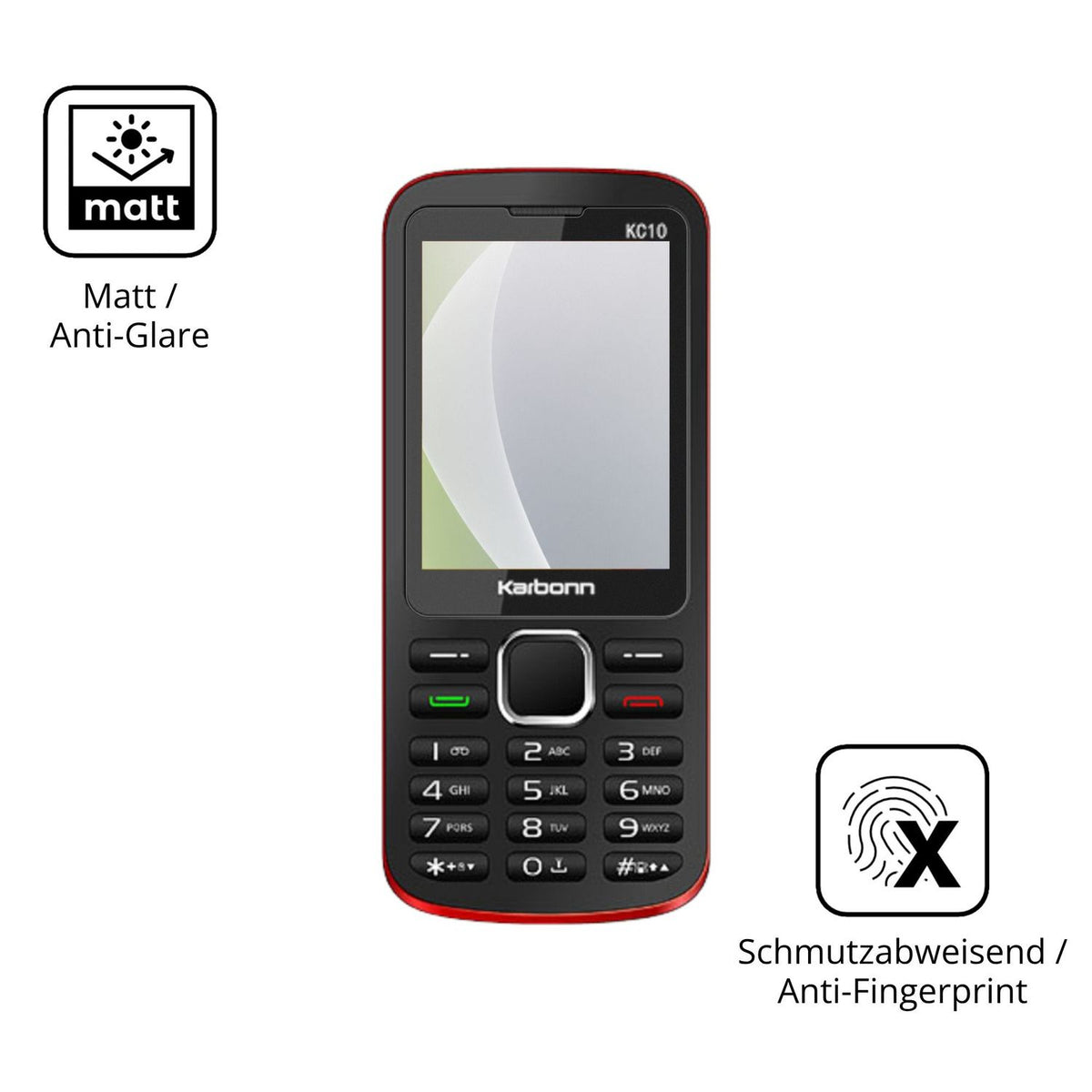 Dünne und entspiegelnde Folie passend zugeschnitten für Karbonn KC10