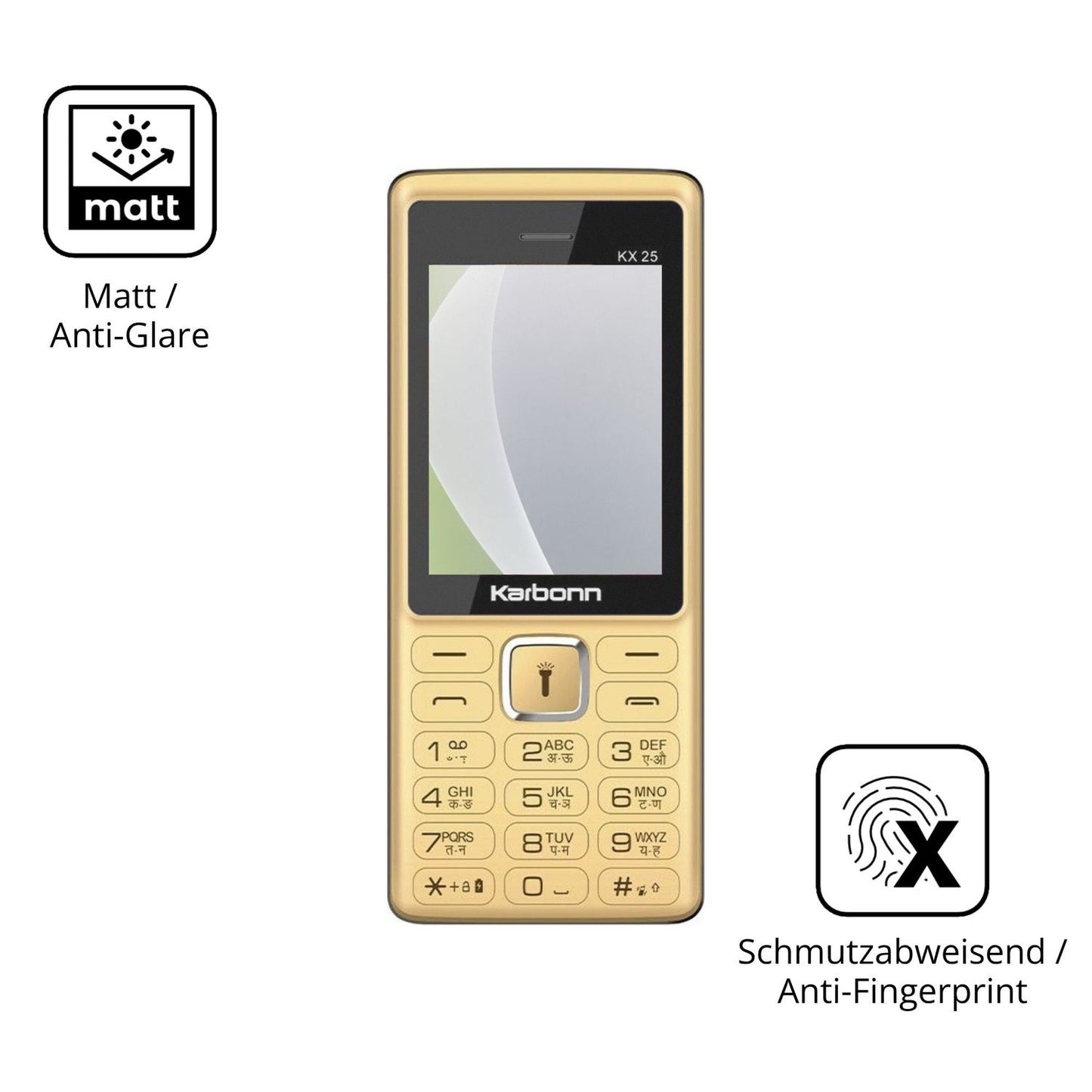 Dünne und entspiegelnde Folie passend zugeschnitten für Karbonn KX25