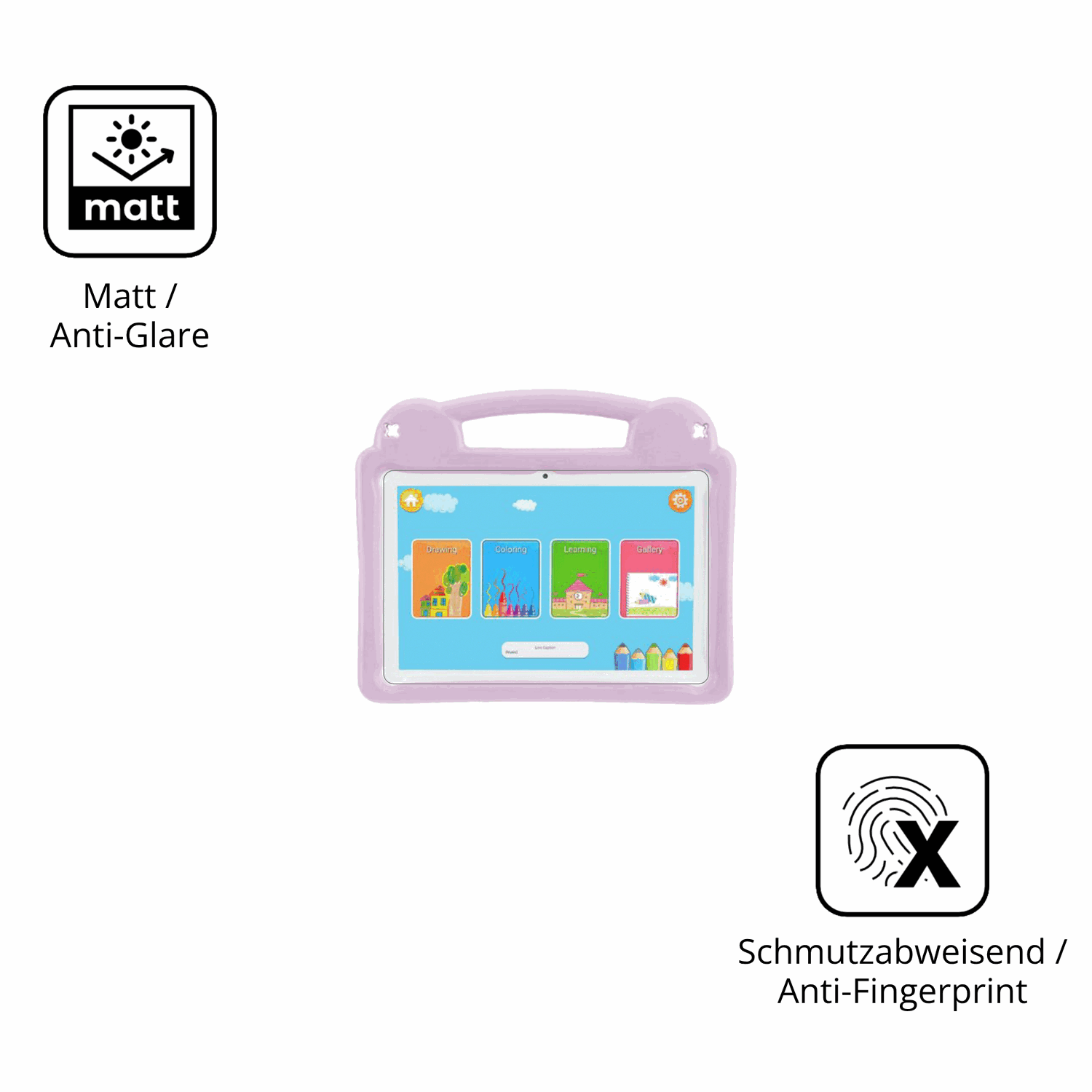 Dünne und entspiegelnde Folie passend zugeschnitten für LETGOSPT Kids Tablet 10.1